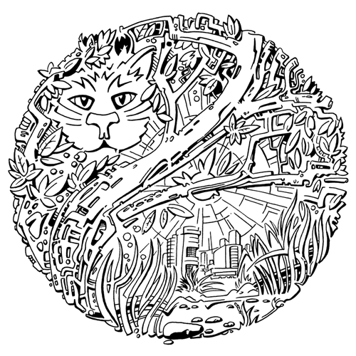 pencil amnd ink graphics — forest cat