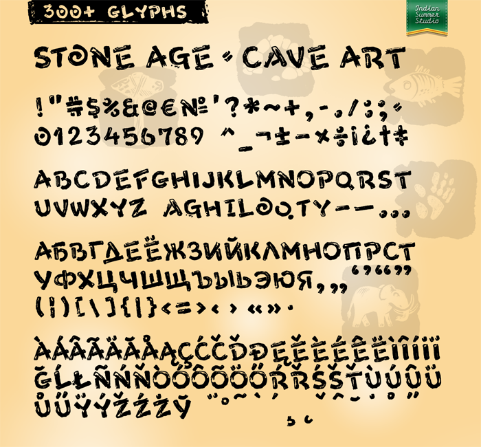 Stone Age · Cave Art — rough hand-drawn primeval font