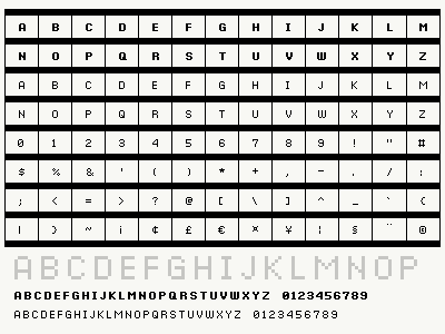 bitmap font Tiago