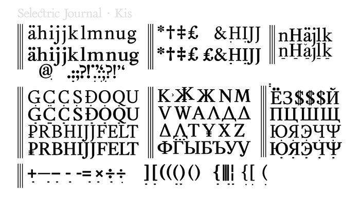 font Selectric Journal · Kis; GFS Kis; Miklós Tótfalusi Kis; Anton Janson