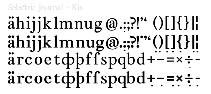 font Selectric Journal · Kis; GFS Kis; Miklós Tótfalusi Kis; Anton Janson