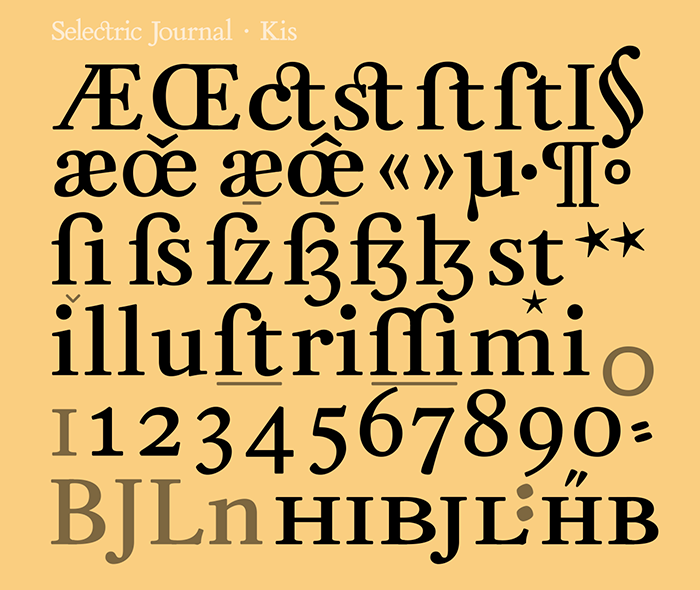 font Selectric Journal · Kis; GFS Kis; Miklós Tótfalusi Kis; Anton Janson