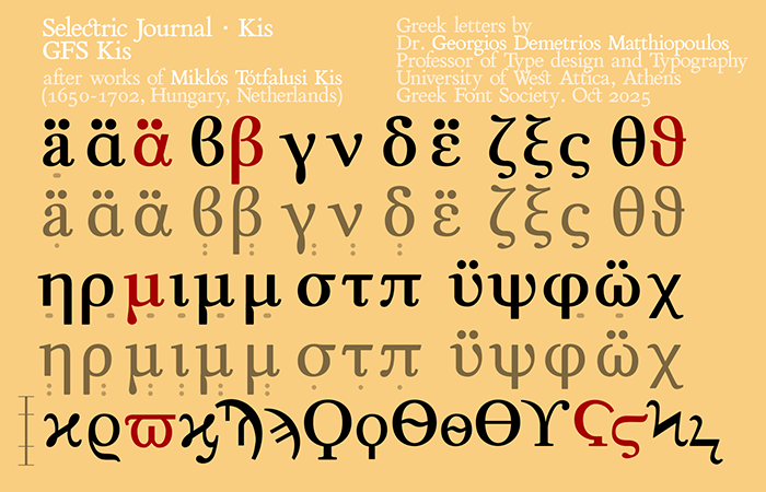 font Selectric Journal · Kis; GFS Kis; Miklós Tótfalusi Kis; Anton Janson