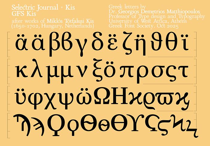 font Selectric Journal · Kis; GFS Kis; Miklós Tótfalusi Kis; Anton Janson