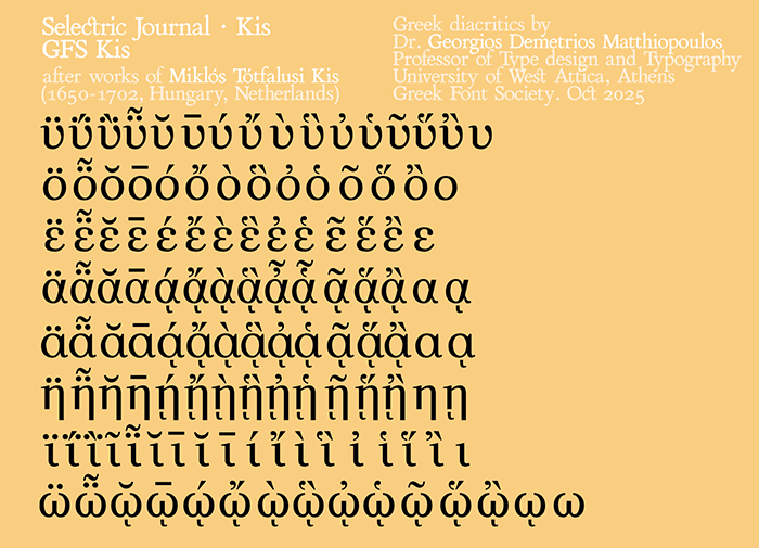 font Selectric Journal · Kis; GFS Kis; Miklós Tótfalusi Kis; Anton Janson
