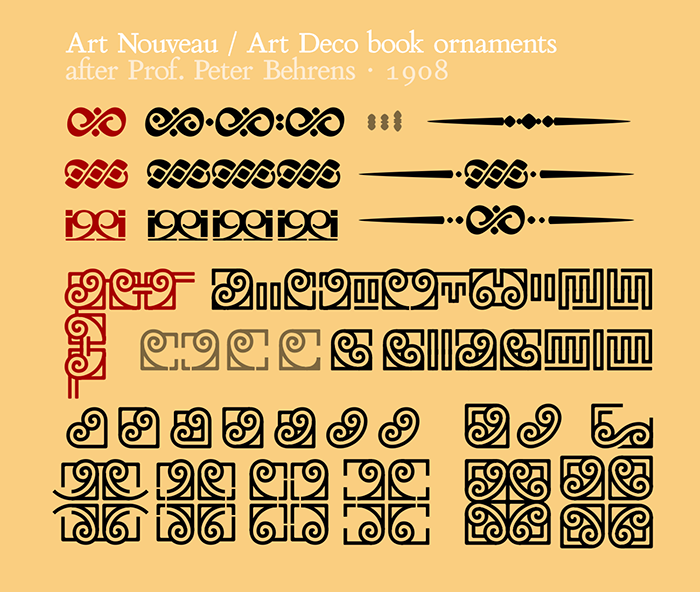 Art Nouveau · Art Deco book ornaments · after Prof. Peter Behrens · 1908